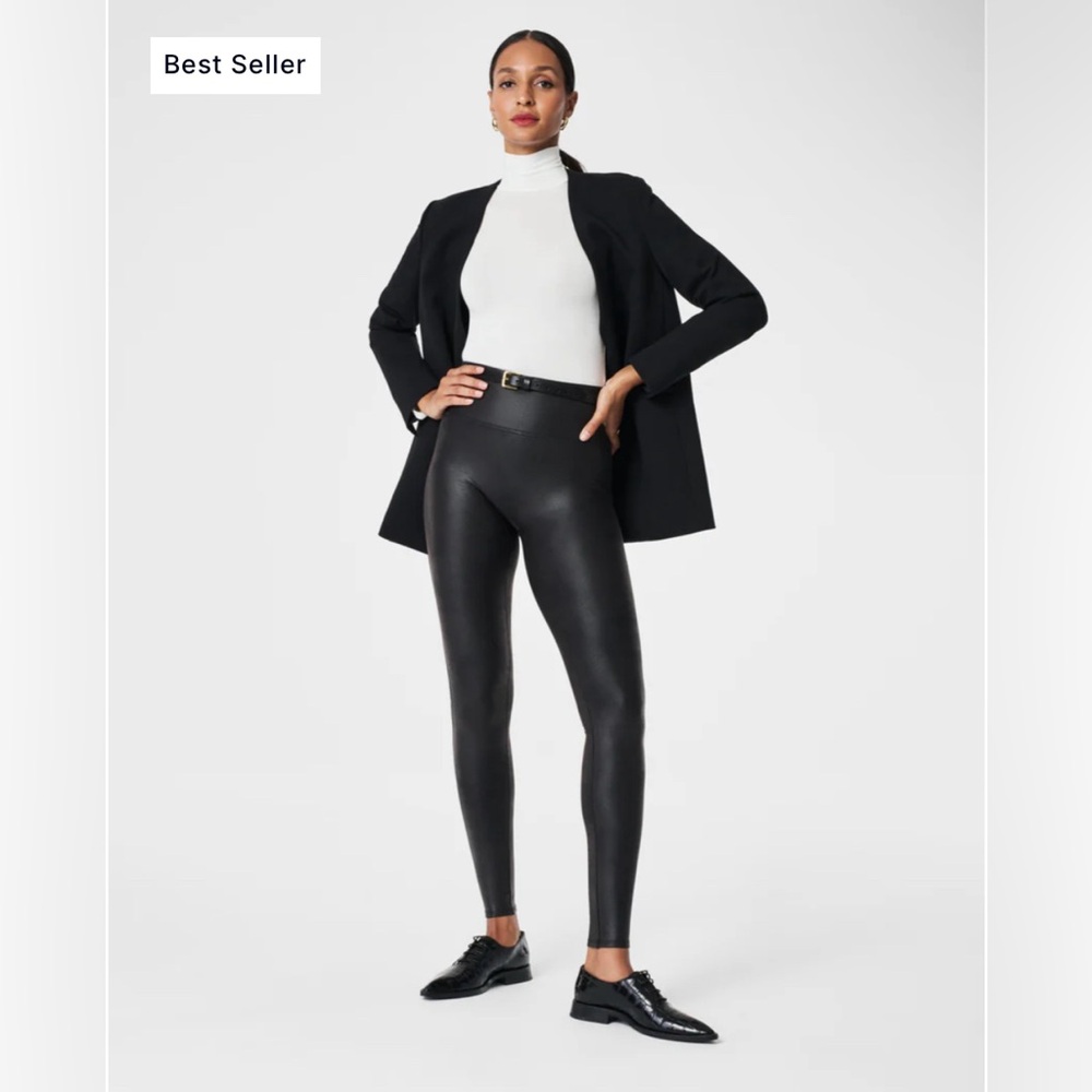 Spanx Faux Leather Leggings Hi Rise Sz L